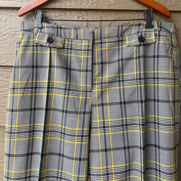 Ellen Tracy Ankle Dress Pants Wide Leg Womens Size 14 Pockets Plaid Gray - Picture 15 of 15